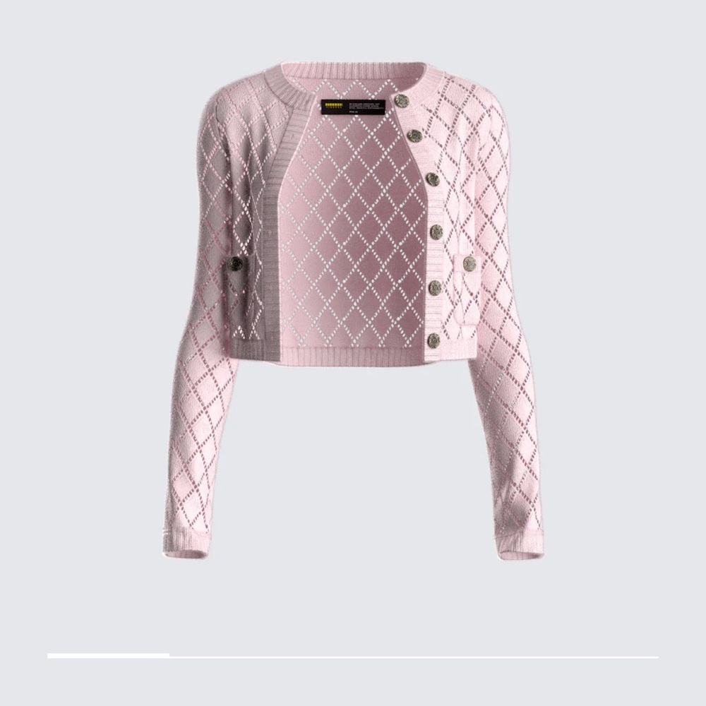 Finesse Celine Pink Pattern Knit Cardigan